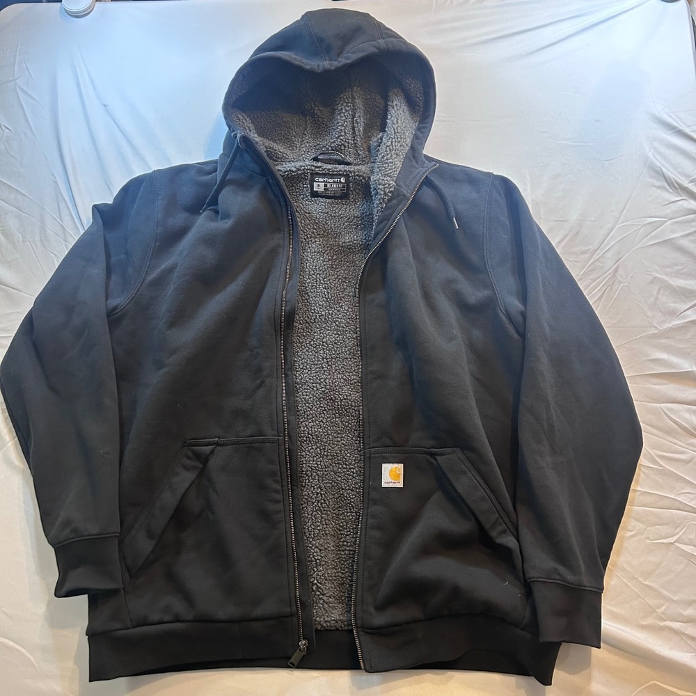 Carhartt Rain Defender Sherpa Lined Hoodie Black XL Tall Relaxed Fit 103308-001